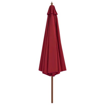 Outdoor Parasol with Wooden Pole 350 cm Burgundy