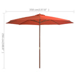 Outdoor Parasol with Wooden Pole 350 cm Terracotta