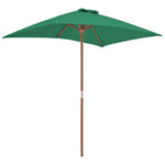 Outdoor Parasol with Wooden Pole  Green