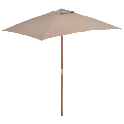 Outdoor Parasol with Wooden Pole - Taupe