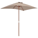 Outdoor Parasol with Wooden Pole - Taupe