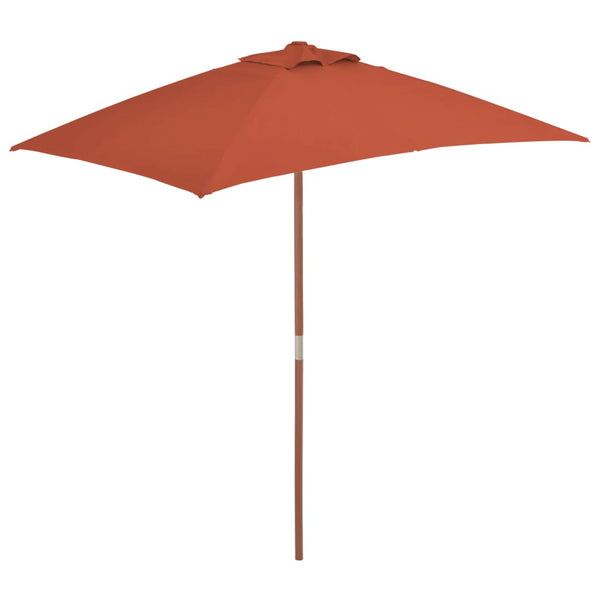  Outdoor Parasol with Wooden Pole Terracotta