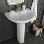 Freestanding Basin with Pedestal Ceramic White  S