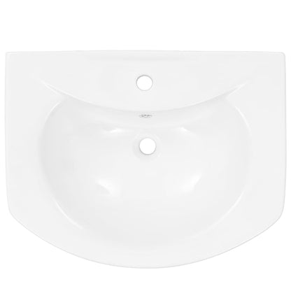 Freestanding Basin with Pedestal Ceramic White L