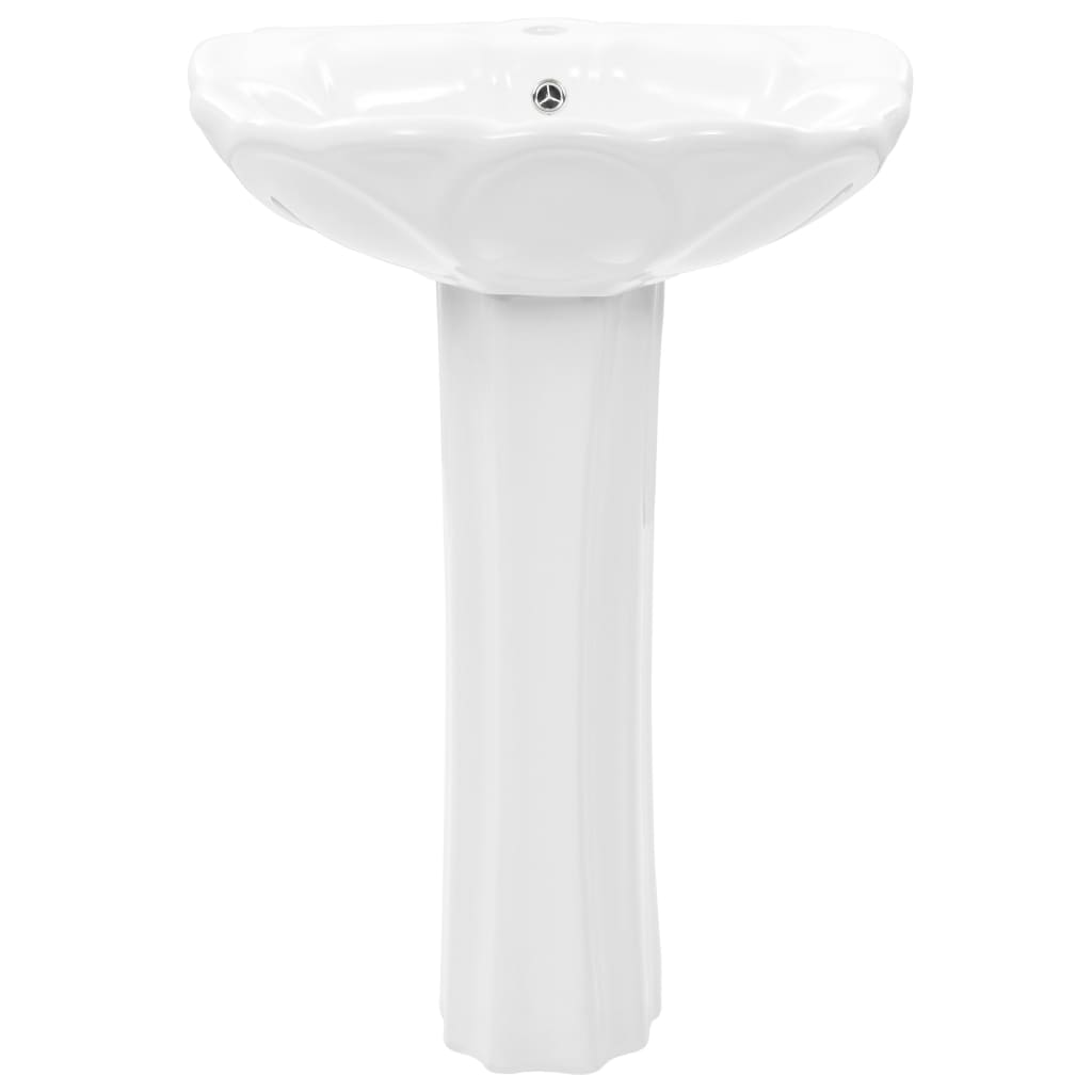 Freestanding Basin with Pedestal Ceramic White M