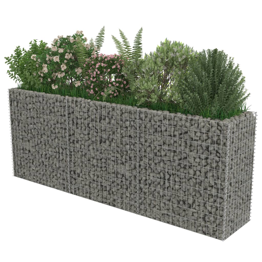 Gabion Planter Galvanised Steel  {Colour Silver}