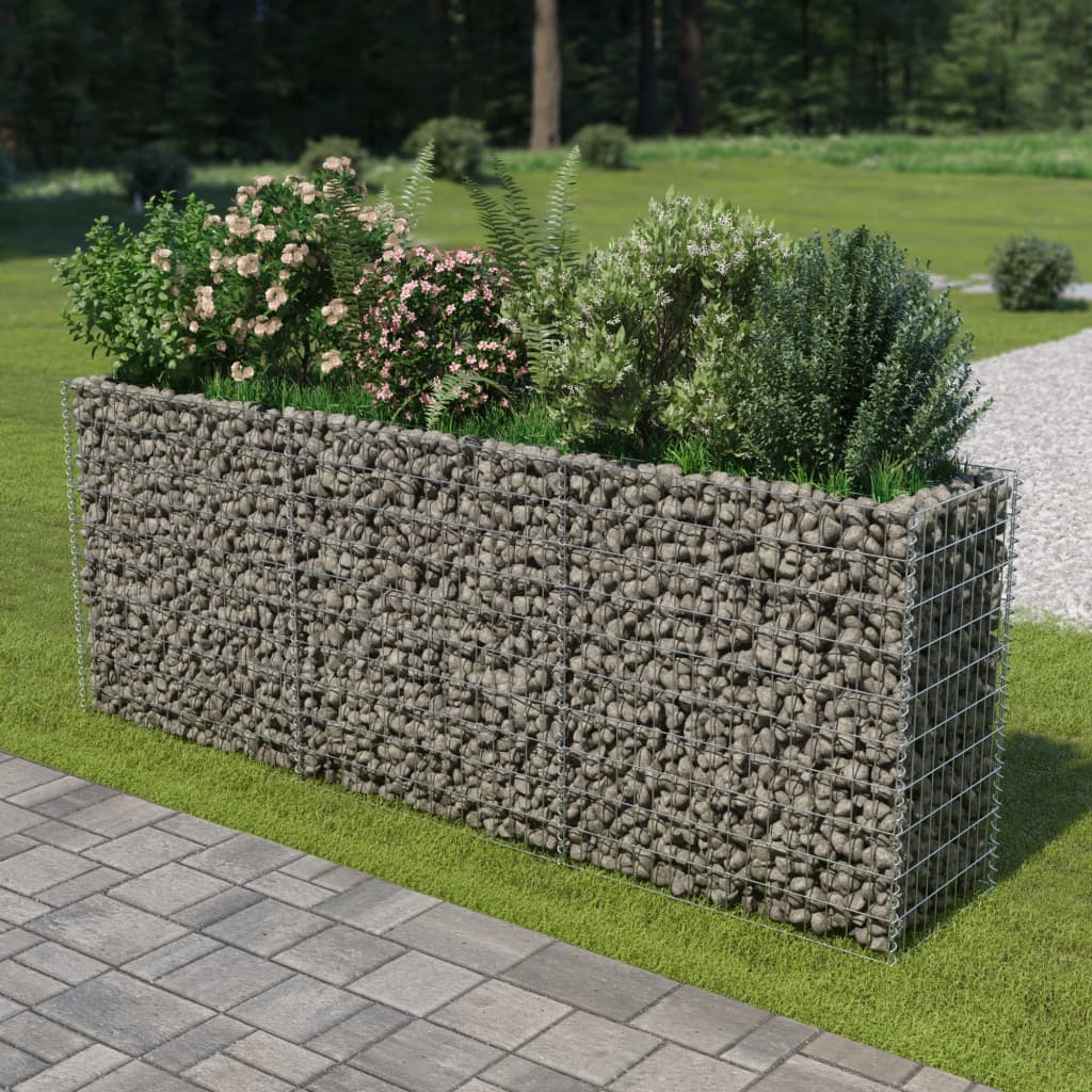 Gabion Planter Galvanised Steel  {Colour Silver}