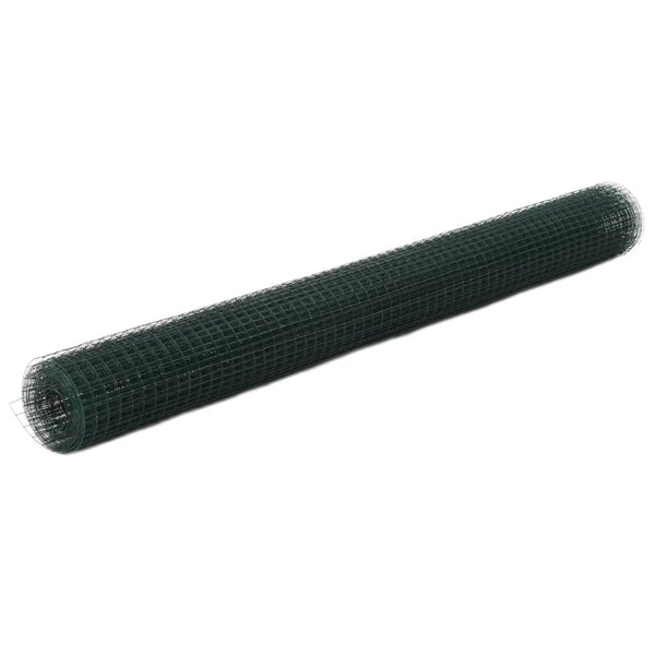  Chicken Wire Fence Steel with PVC Coating 25x1.5 m Green