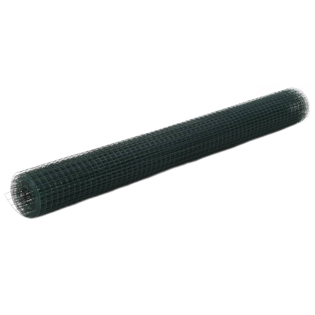 Chicken Wire Fence Steel with PVC Coating  Green XXL