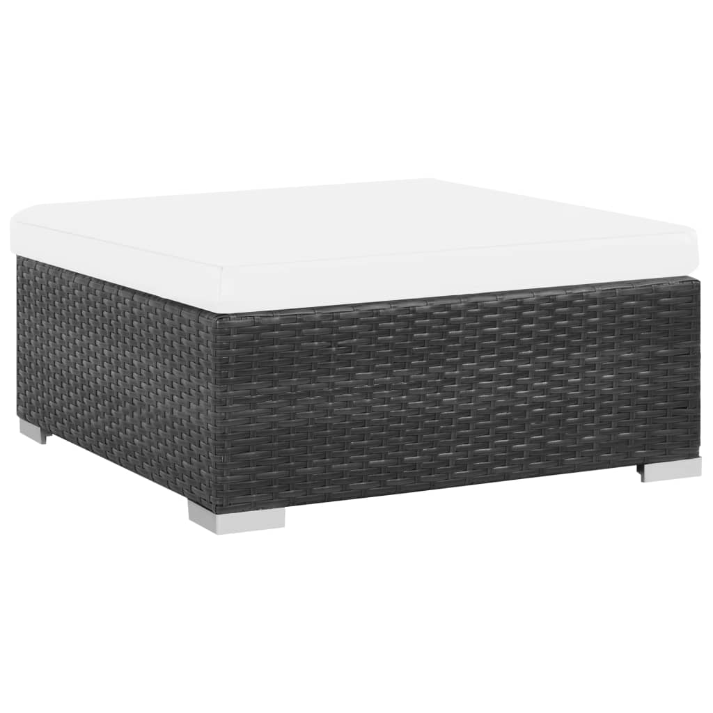 7 Piece Garden Lounge Set with Cushions Poly Rattan Black - 74×74×26cm