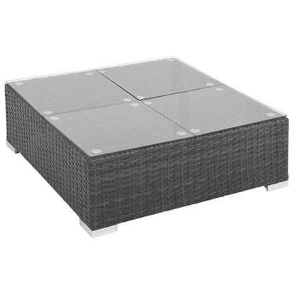 7 Piece Garden Lounge Set with Cushions Poly Rattan Black - 74×74×26cm