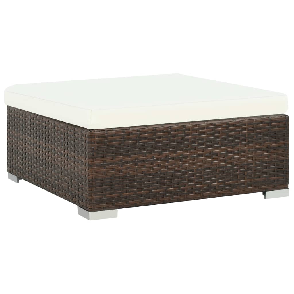 7 Piece Garden Lounge Set with Cushions Poly Rattan Brown - 74×74×26cm