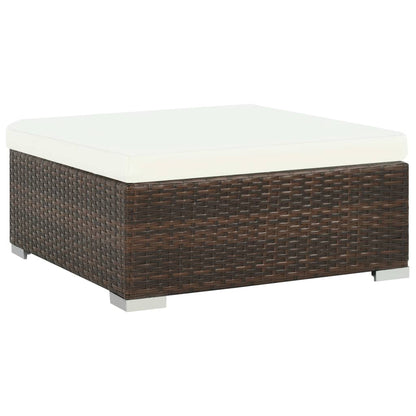 7 Piece Garden Lounge Set with Cushions Poly Rattan Brown - 74×74×26cm