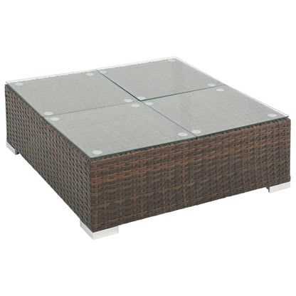 7 Piece Garden Lounge Set with Cushions Poly Rattan Brown - 74×74×26cm