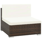 8 Piece Garden Lounge Set with Cushions Poly Rattan Brown