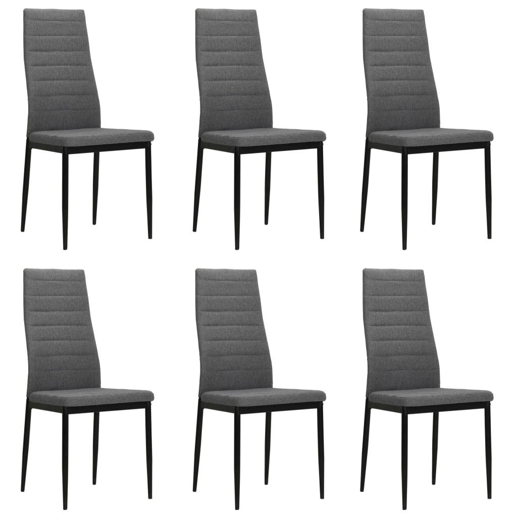 Dining Chairs 6 pcs Light Grey Fabric - 43×44×96cm