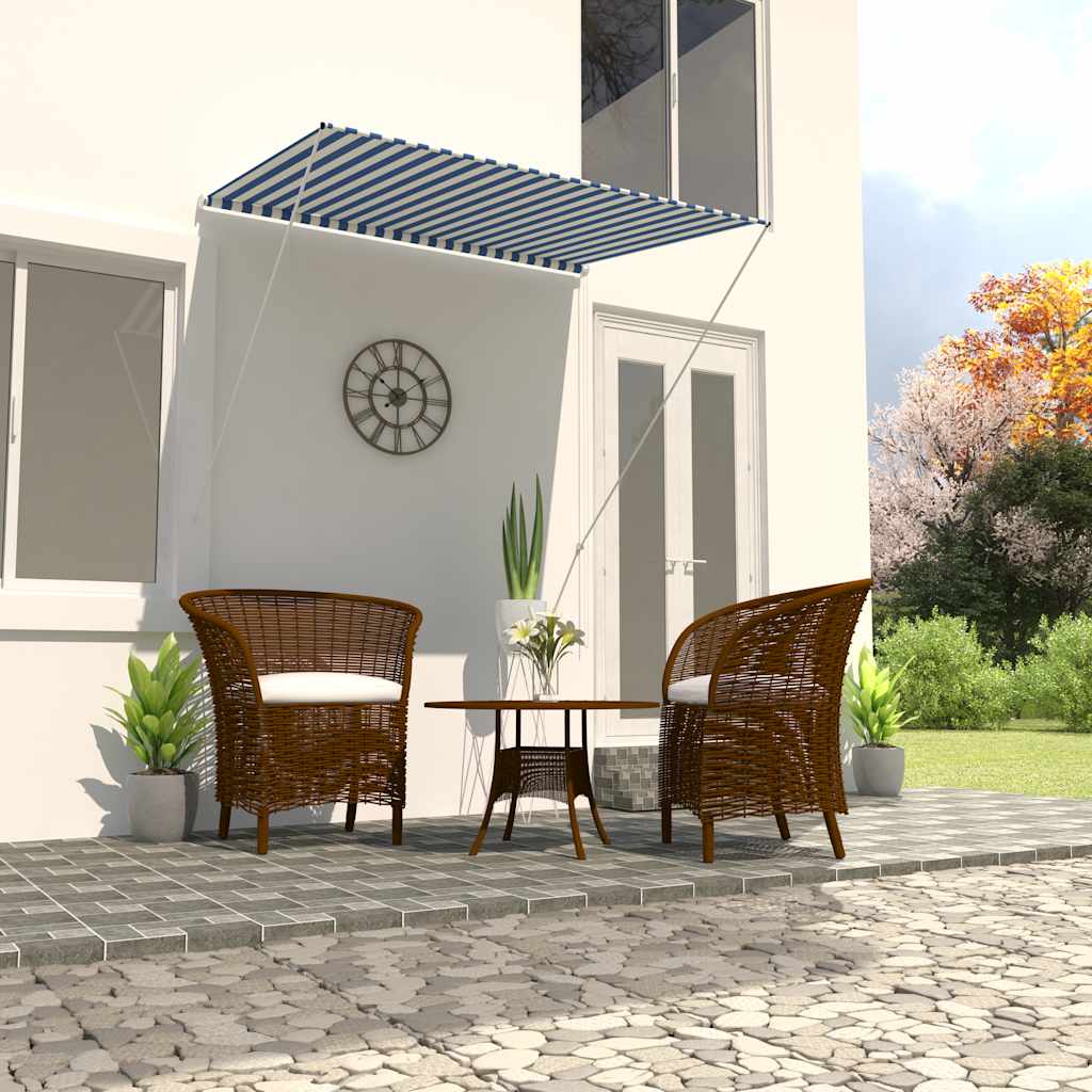 Retractable Awning Blue and White S