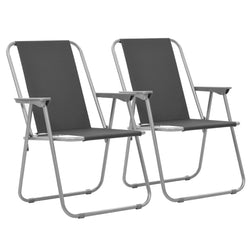 Folding Camping Chairs 2 pcs  Grey