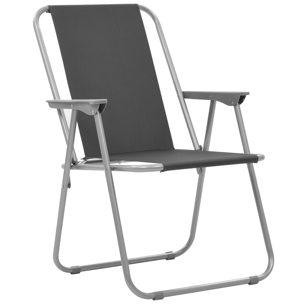 Folding Camping Chairs 2 pcs  Grey