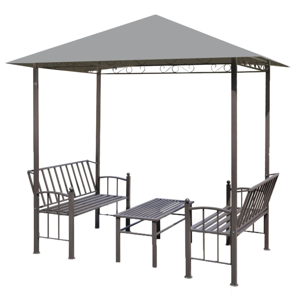 Garden Pavilion with Table and Benches Anthracite