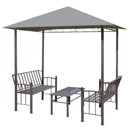 Garden Pavilion with Table and Benches Anthracite