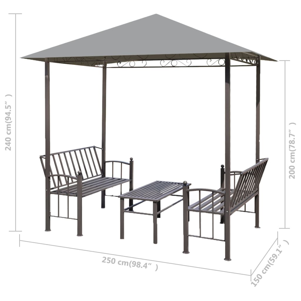 Garden Pavilion with Table and Benches Anthracite