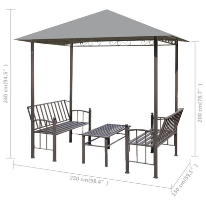 Garden Pavilion with Table and Benches Anthracite