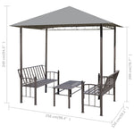 Garden Pavilion with Table and Benches Anthracite
