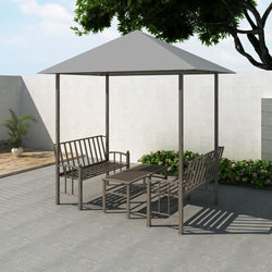 Garden Pavilion with Table and Benches Anthracite