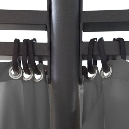 Gazebo with Curtains Round  Anthracite