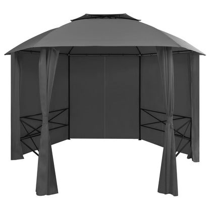 Garden Marquee Pavilion Tent with Curtains Hexagonal - 360×312×265cm
