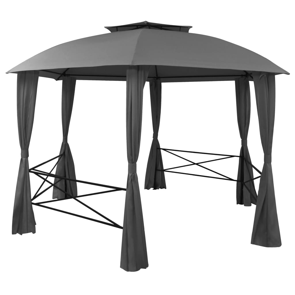 Garden Marquee Pavilion Tent with Curtains Hexagonal - 360×312×265cm