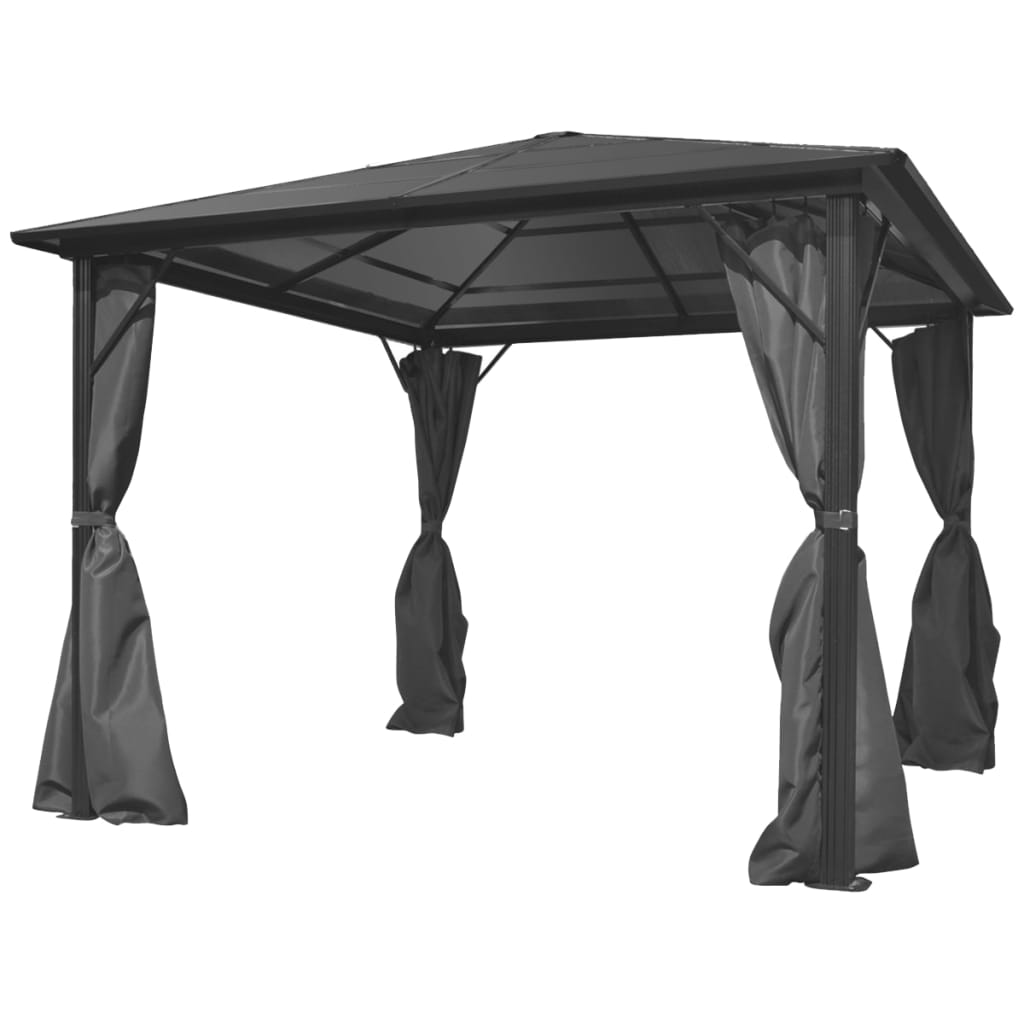 Gazebo with Curtain Anthracite Aluminium - 300×300×240cm
