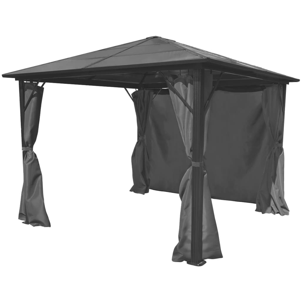 Gazebo with Curtain Anthracite Aluminium - 300×300×240cm