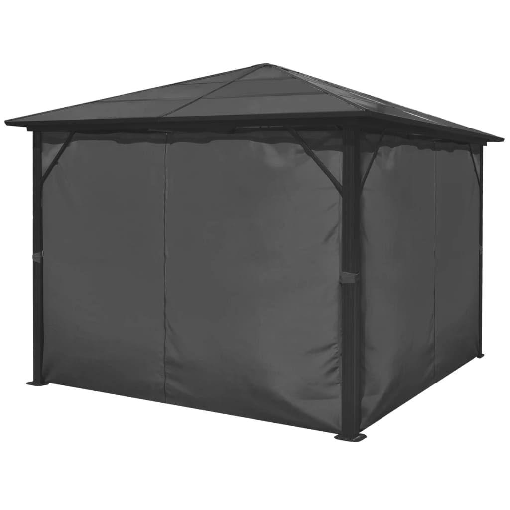 Gazebo with Curtain Anthracite Aluminium - 300×300×240cm