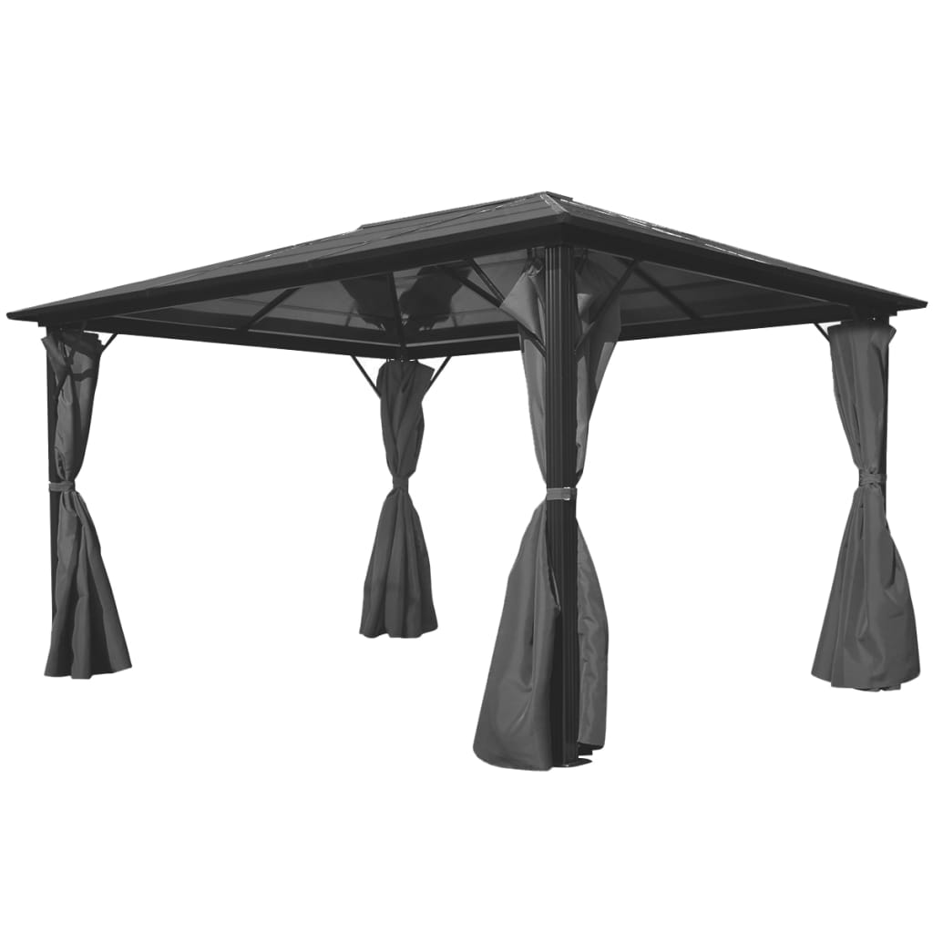Gazebo with Curtain Anthracite Aluminium - 400×300×240cm