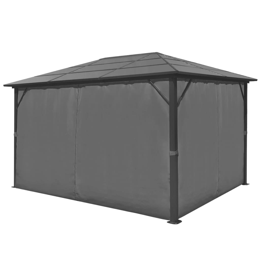 Gazebo with Curtain Anthracite Aluminium - 400×300×240cm