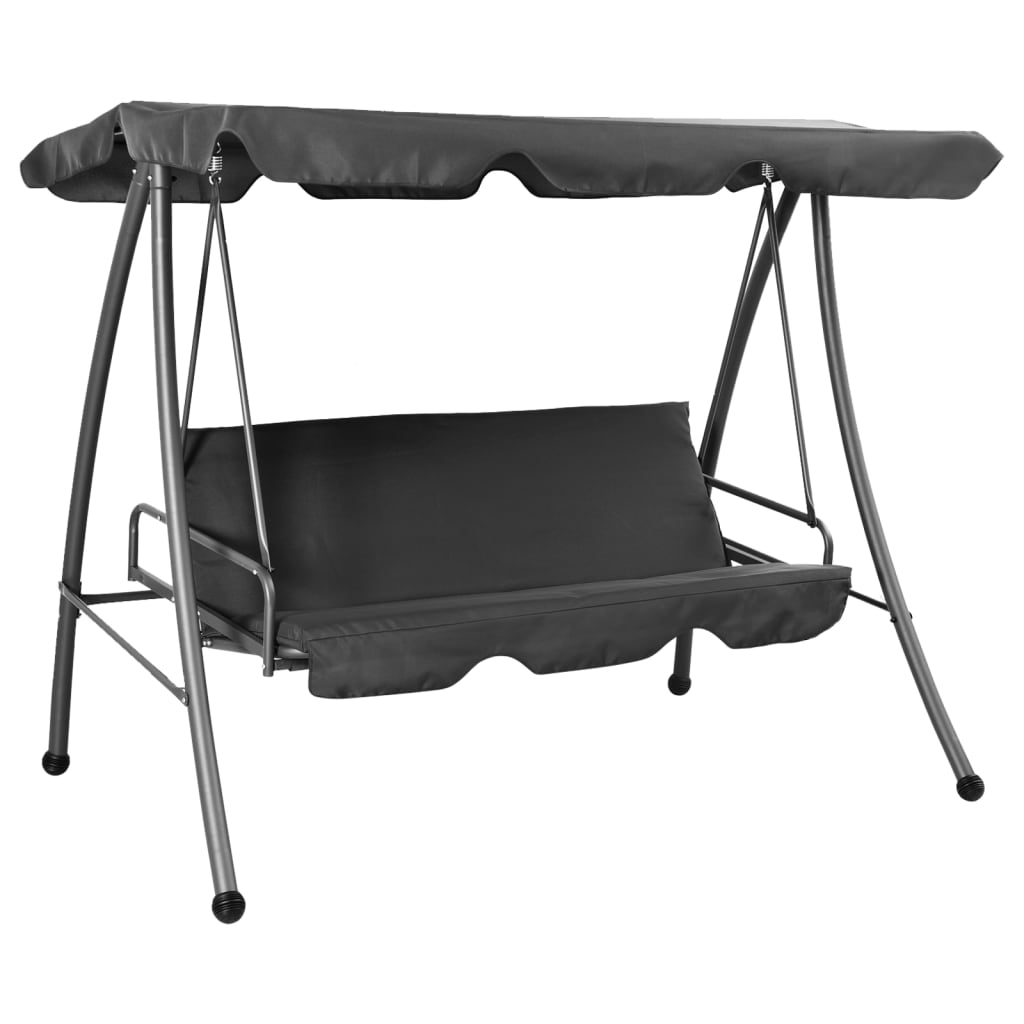 Outdoor Swing Bench with Canopy Anthracite 192x118x175 cm Steel