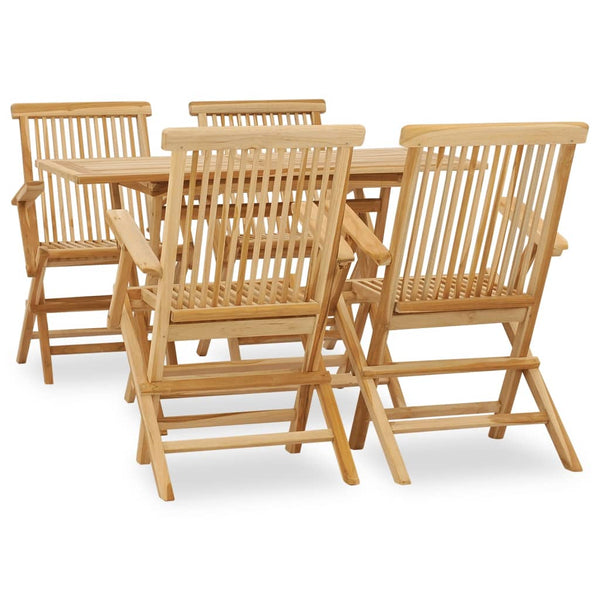  5 Piece Outdoor Dining Set Solid Teak Wood