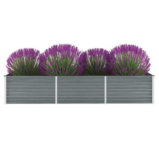 Garden Planter Galvanised Steel - Grey - 240×80×45cm