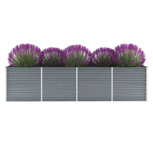 Garden Planter Galvanised Steel, Grey - 320×80×77cm