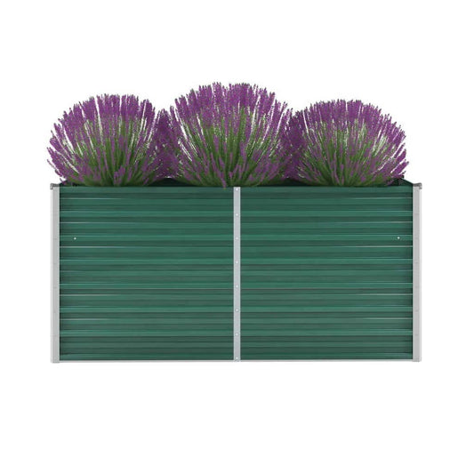 Garden Planter Galvanised Steel Green - 160×40×77cm