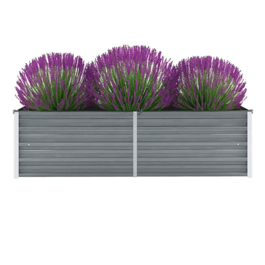 Garden Planter Galvanised Steel Grey - 160×40×45cm