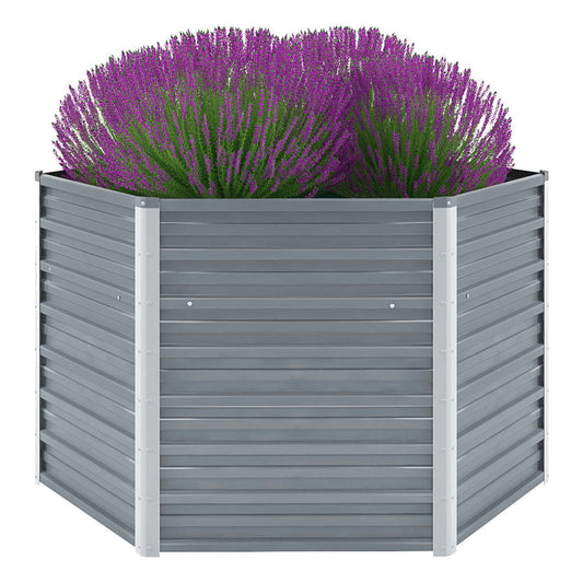 Garden Planter Bed Galvanised Steel Grey - 129×129×77cm