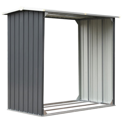 Garden Log Storage Shed Galvanised Steel  Grey