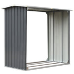 Garden Log Storage Shed Galvanised Steel  Grey
