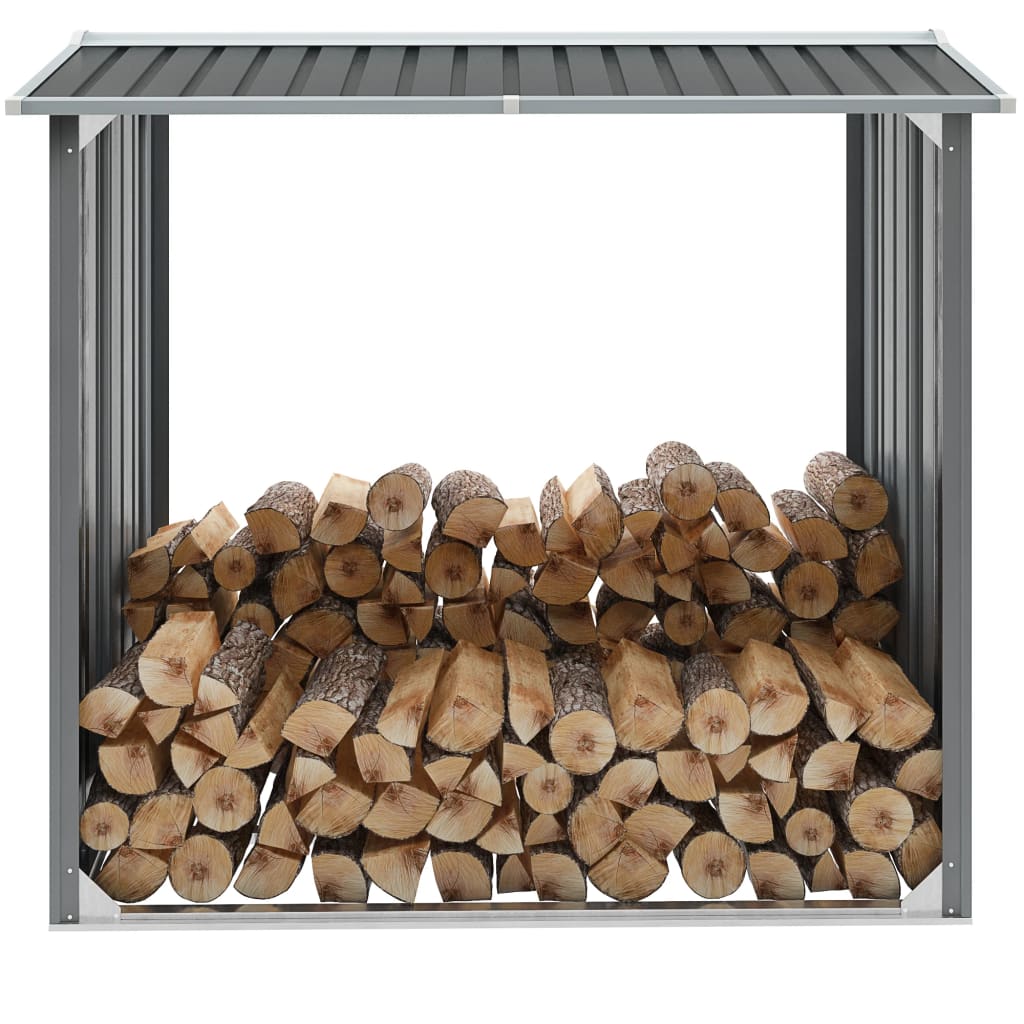 Garden Log Storage Shed Galvanised Steel  Grey