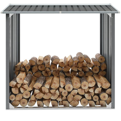 Garden Log Storage Shed Galvanised Steel  Grey