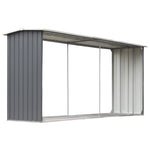 Garden Log Storage Shed Galvanised Steel - Grey