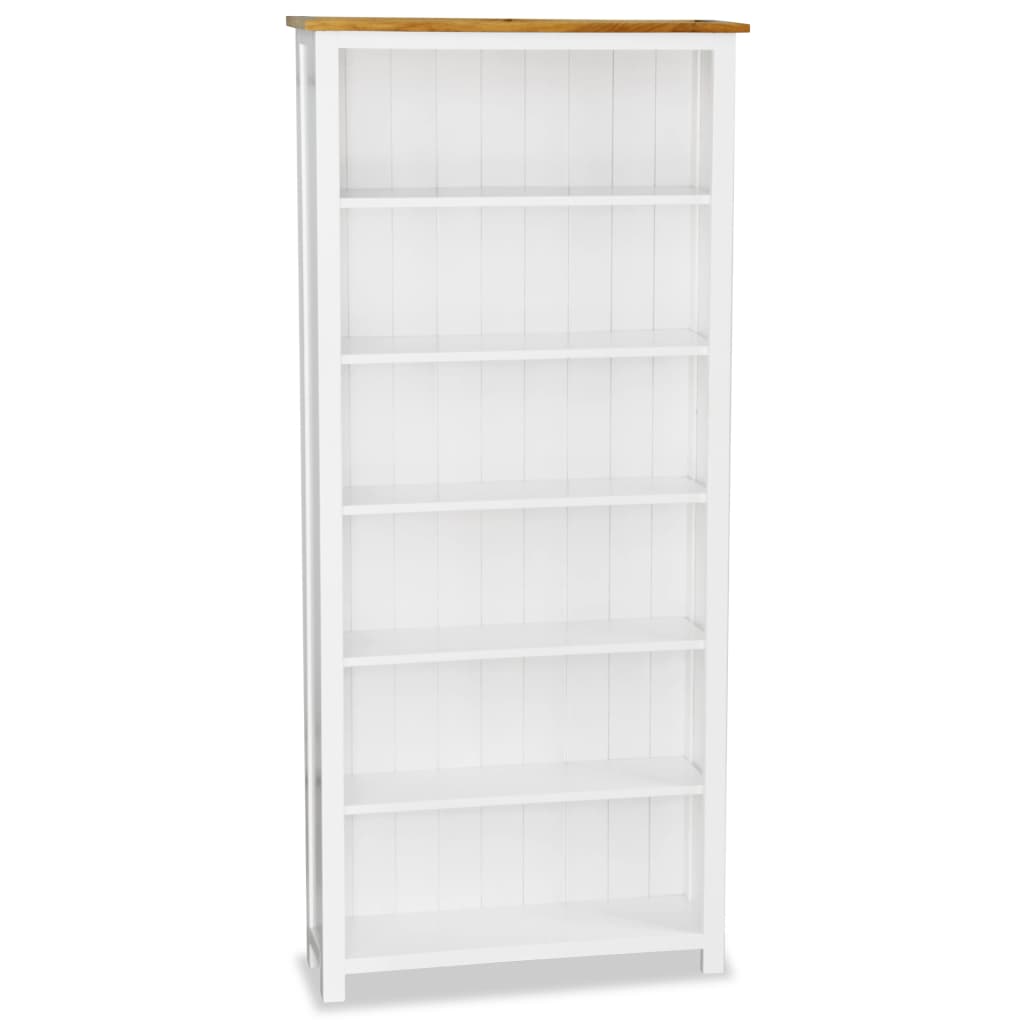 6-Tier Bookcase Solid Oak Wood - 80×23×180cm